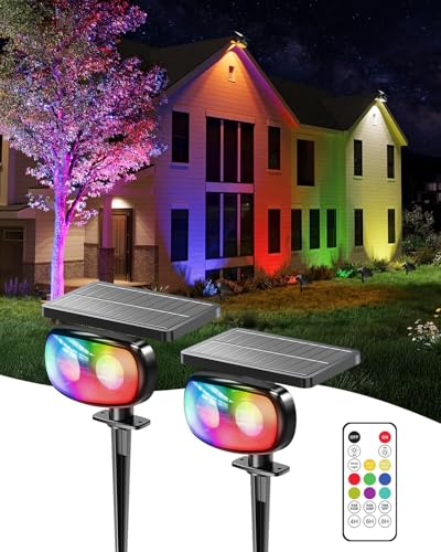 MOFOYEAH Solar Spot Lights Outdoor Waterproof IP68, RGB Colors Changing