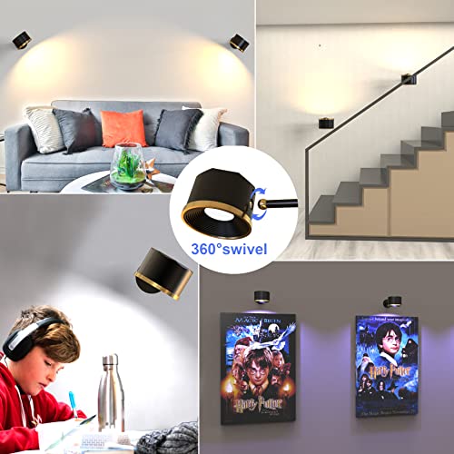 Tintindoc Rgb Wireless Led Wall Sconce Light Picture Painting Light With Remote Stick On Wall, Rechargeable Battery Wall Light Sconce 360°Angle Adjustable,Led Wall Mounted Reading Light #TOP3