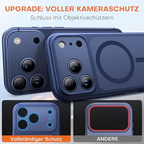 TAURI für iPhone 17 Pro Hülle 6,3\ mit Vollständiger Kameraschutz, Kompatibel mit MagSafe, Mattrückseite, [Kameratasten-Schutz], Stoßfest Militärstandard Magnetisch Handyhülle -Dunkelblau