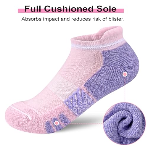 Ankle Socks Women Anti-blister Breathable Running Athletic Cushioned Socks 3/6 Pairs4