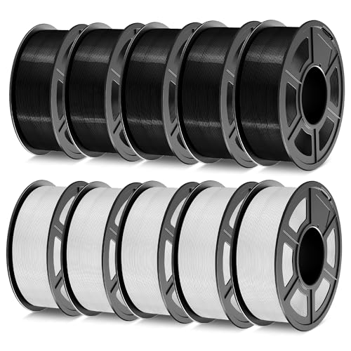 TECBEARS PETG Filament 1.75mm, 10kg Bundle, Black and White