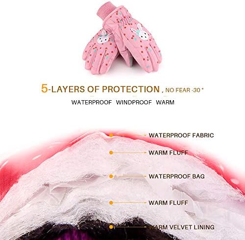 Kids Winter Gloves Warm Ski Snow Mittens Cold Weather for Girls Boys Toddler 4 511WXI7dcHL. AC