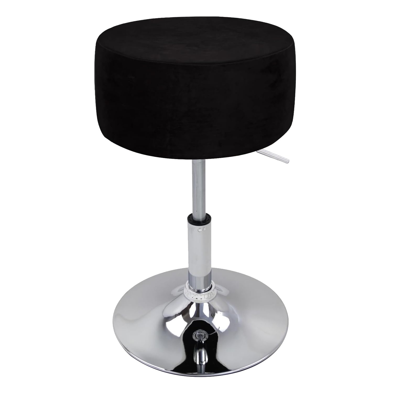 Xgangm Black Round Velvet Stool Cover Diameter 33.5Cm/13.2In H 17Cm/6.7In Kitchen Stretch Bar Stool Covers Slipcovers Round Swivel For Dining Room Counter Bar Chair Stool,,4Pcs33.5x17cm