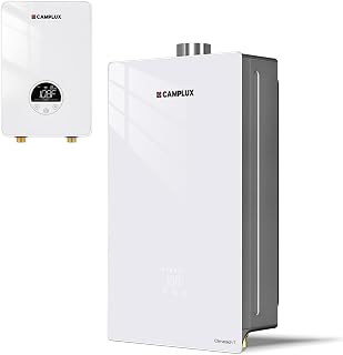 CAMPLUX Tankless Water Heater, 85,300 BTU Propane Gas Main Water Heater and 6000W Electric Point of Use Primary Water Heater, Smart Digital Display, On-Demand Instant Hot Water for Kitchen, Bathroom