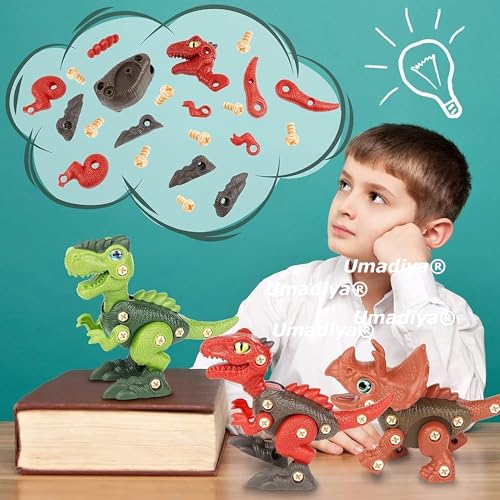 Image of Umadiya Branded Toys STEM 4pcs Dinosaur Toy - Take Apart Dinosaur Toys | Building Learning Educational Toys for Kids Boys and Girls with Screwdrivers (Dino-4)