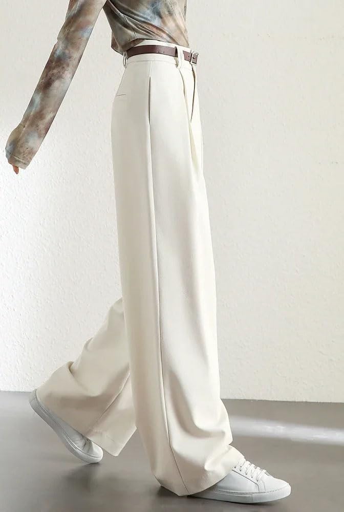 Women's High Waist Baggy Pants Full Length Straight Loose Trousers Spring Wide Leg Pants for Women