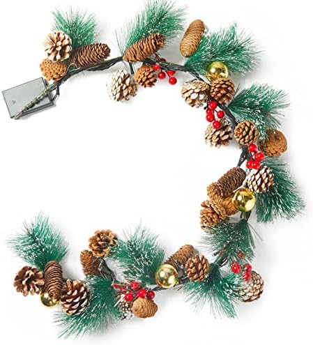 WEASHUME 100cm Pre-lit Christmas Table Centrepiece Garland with 30 LED Light Artificial Door Wreaths Garland Xmas Decor for Front Door Wall Window Stairs Fireplace Home Decor