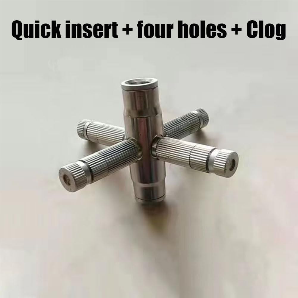 3/8 Inch Slip Lok Misting Nozzle Coupling Tees 10/24 UNC 1000 PSI Quick Connect Quick insert + four holes + Clog 10pcs