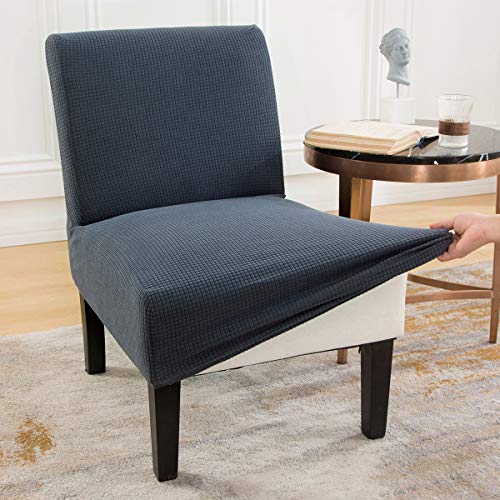 Armless Accent Chair Cover Slipcover, Stretch Spandex Jacquard Knitted Chair Covers Oversized Furniture Protector Sofa Covers Removable Washable For Hotel Dinner Living Room(Gray Blue,2Pcs) #TOP7