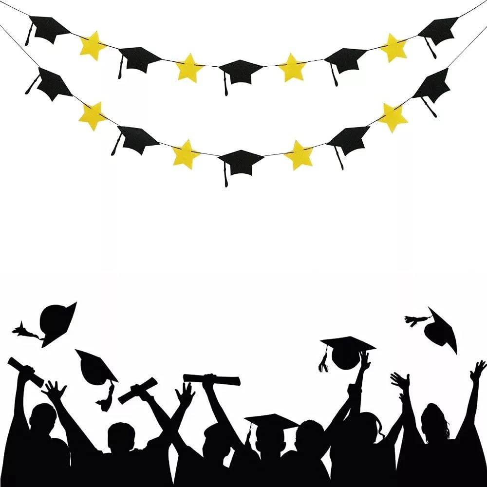 Graduation Hat and Star Banner Bunting Garland Ceremony Party Decoration UK, Multi Color - Image 3