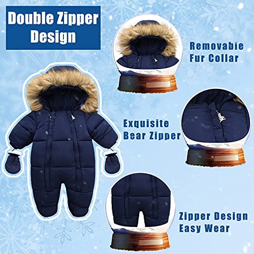 Fairy Baby Infant Baby Winter Snowsuit Coat Romper Hooded Double Zipper Fur Collar Warm Jumpsuit For Boys Girls 6-9 Monthes #TOP1
