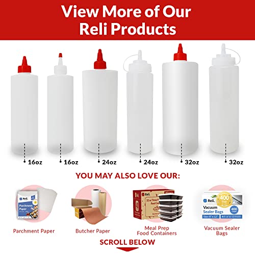 image for Reli. Plastic Squeeze Bottles, 32 oz. | 4 Pack | Condiment Squeeze Bot