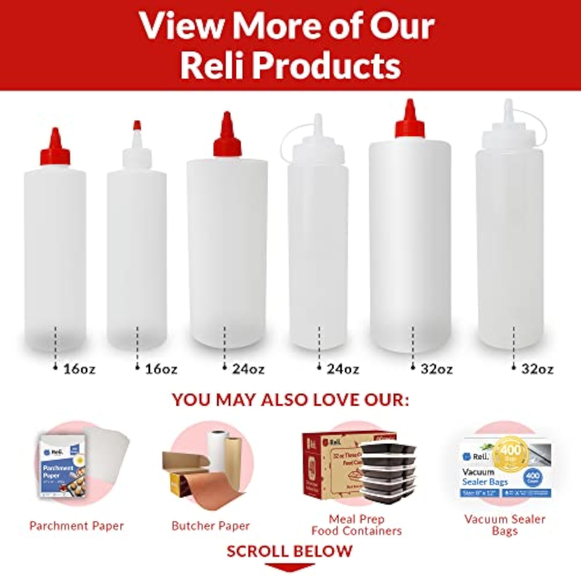 Plastic Squeeze Bottles, 8 Pack, 24 oz.