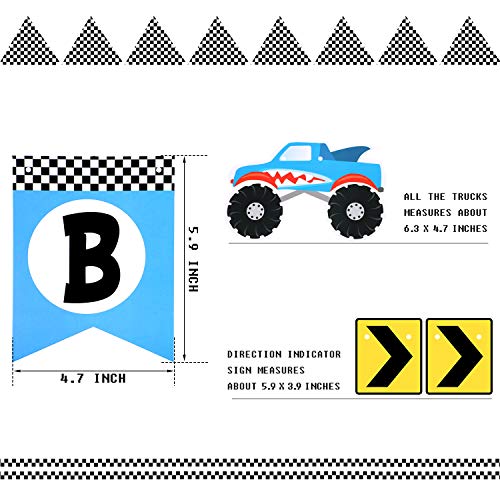 39 Piece Truck Birthday Party Supplies Happy Birthday Banner Truck Banner Triangle Bunting Flags Pom Poms Flowers Hanging Swirls Truck Shape Balloons Multicolor Balloons Cupcake Topper #TOP2