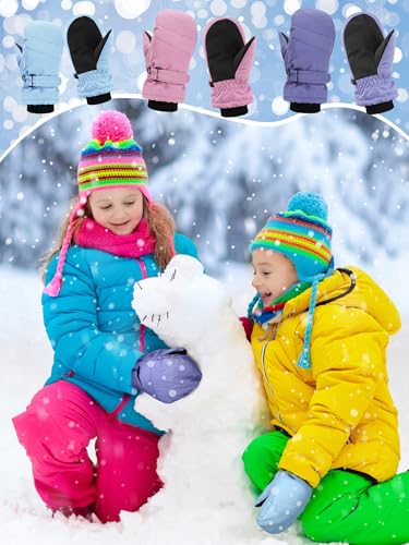Image of SATINIOR Kids Snow Mittens Waterproof Winter Ski Gloves Warm Thicken Snow Gloves for Girls Boys