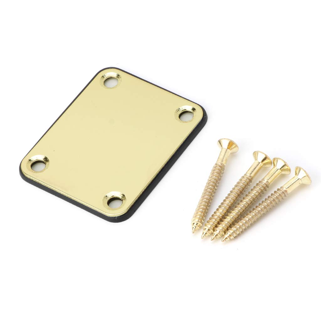 Rtengtunn Gold Electric Guitar Neck Plate Fix Tele Guitar Neck Joint Board 4 Screws