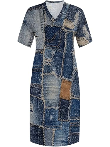Image of PinkPatty Women's Oversize V Neck Short Sleeve Maxi Dress with Pockets