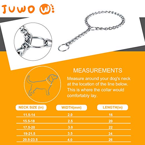 Juwow Chain Dog Training Choke Collar, Adjustable Stainless Steel Chain Slip Collar, Durable, Weather Proof, Tarnish Resistant Metal Chain, Best For Small Medium Large Dogs (20 X 0.98 Inch(Pack Of 1)) #TOP5