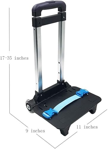 Miniatura 5 de Mochila de mano para carretilla con ruedas de aleación de aluminio plegable para mochila (negra con dos ruedas)