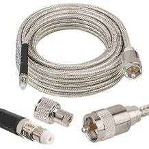 MOOKEERF CB Coax Cable 20ft,Low Loss RG8X Stranded Core CB Antenna Cable with PL-259 and FME/PL259 Male Connector - 20 Foot