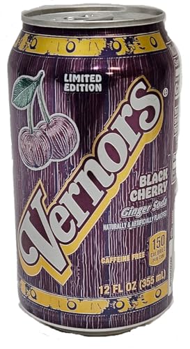 Vernors ginger ale (soda) Black Cherry flavored soda pop, 12-fluid ounce cans, 12-count fridge pack