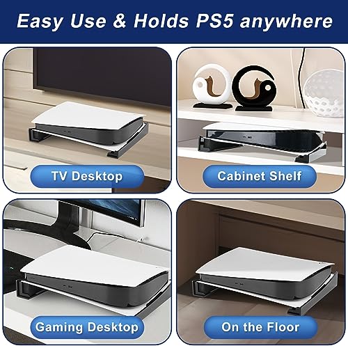 Image of Horizontal Stand Holder - Horizontal Base Stand Compatible with PS5 Disc & Digital Edition, Acrylic Desk Rack Desktop Console Support for PS5 Console Storage & Accessories Organizer (Solid Black)