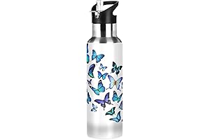 Kcldeci Blue Butterfly Water Bottle: Exquisite Hydration for Your Active Lifestyle