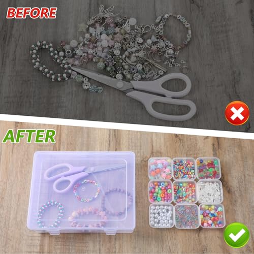 Image of Clear Plastic Bead Organizer Storage Box Container, 60 Pcs Small Rectangle Plastic Beads Containers with Lids, 2 Large Bead Organizers for DIY Art Craft Bracelet Jewelry Making