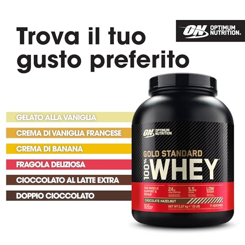 Optimum Nutrition Gold Standard 100% Whey, Proteine, Gusto Cioccolato E Nocciola, 2.27Kg, 71 Porzioni - 5