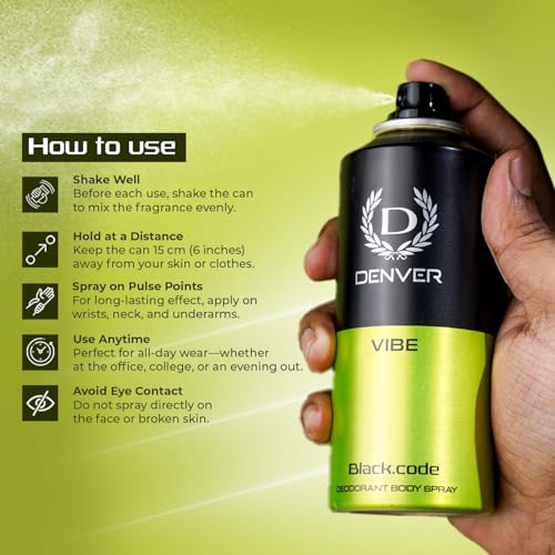 Image of Denver Black.Code Vibe Deodorant For Men -150 ML | Long Lasting Deodorant