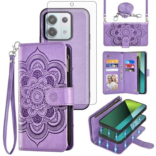 Coque Xiaomi Redmi Note 13 Pro 5G antichoc étui portefeuille avec verre trempé inclus