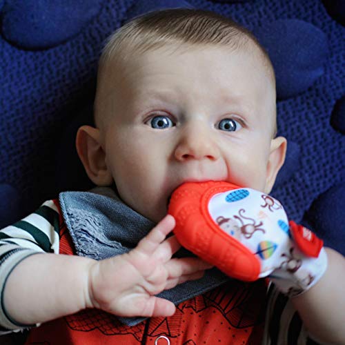 Nuby Soothing Teething Mitten With Hygienic Travel Bag, Red Monkey, 1 Count (Pack Of 1) #TOP21