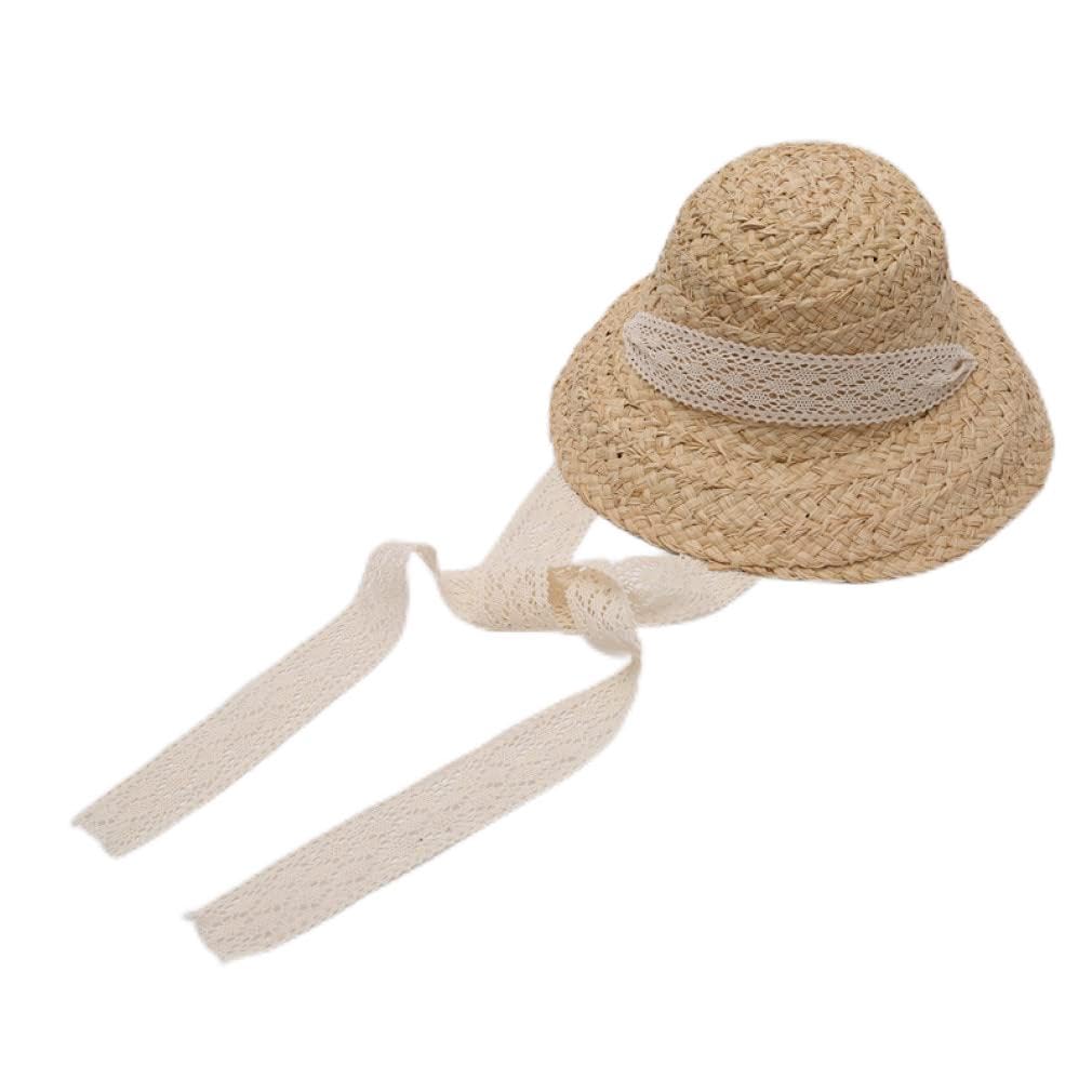 Cappelli Estivi per Donna Cappello a Tesa Piatta e cadente Cappello di Paglia di Rafia Fatto a Mano da Donna Cappello di Paglia da Spiaggia con Protezione Solare all'aperto