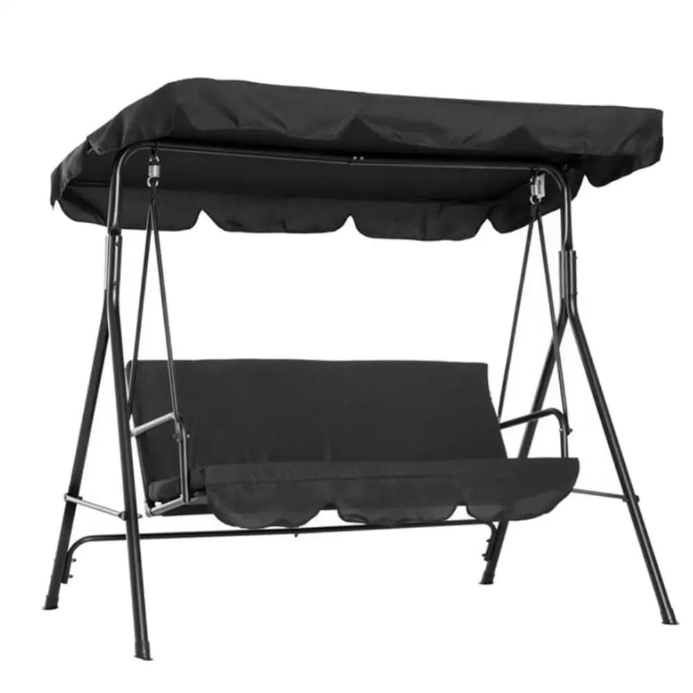 Copri Dondolo Tenda Parasole Impermeabile a 3 posti, Tenda da Campeggio, Sostituzione del Tetto, Articoli da Giardino, Tessuto Parasole Altalena da Giardino(Black M)