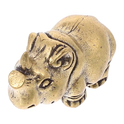 Générique Pendentif et Petit Objet Déco Porte-clés Rhinocéros en Laiton Vintage, Décoration Maison Unique pour Suspendre ou Poser