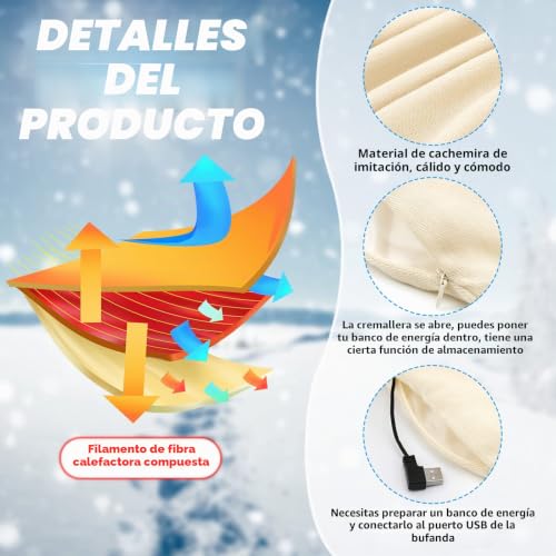 Bufandas térmicas de calefacción USB Sintege pack de 2 en color negro y caqui 5