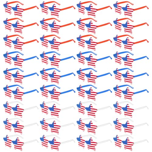 PinAmusing 4th of July Sunglasses 36 Pack Patriotic Star Party Glasses