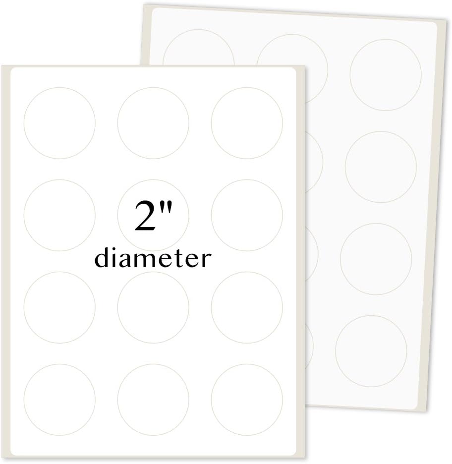 PACKZONRound Labels for Laser/Inkjet Printers, Permanent Adhesive, 2 Inches Diameter, White Matte, (Pack of 1200)