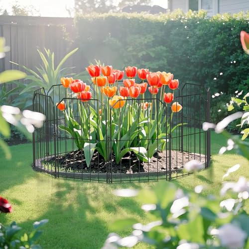 Yeabett Gartenzaun 19 Stück, Dekorativer Metallzaun 31cm(B) × 41cm(H), Hundezaun Outdoor Tierbarriere für Blumenbeet Hof Patio