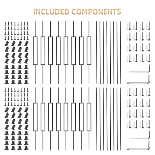 WICHEMI 32 Pack Balusters for Staircase Interior, 44" x1/2" Wrought Iron Stair Balusters Indoor Hollow 16 Single Rectangle 16 Straight with 64 Fixed Swivel Shoes by WICHEMI - Image 8