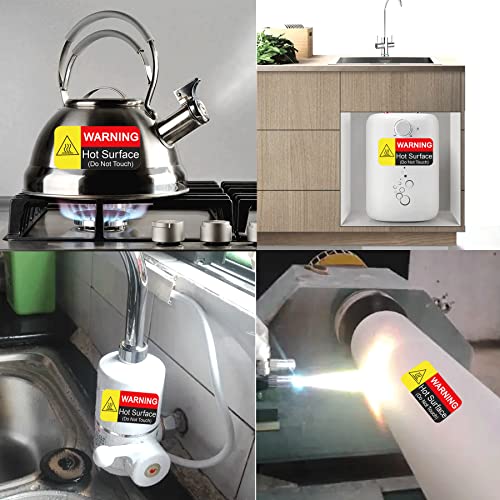 Wootile 1 x 2 Inch Hot Surface Warning Labels - Do Not Touch, Caution - 500 Red Fluorescent Hot Flame Stickers - Waterproof Vinyl Labels - Thumbnail 4
