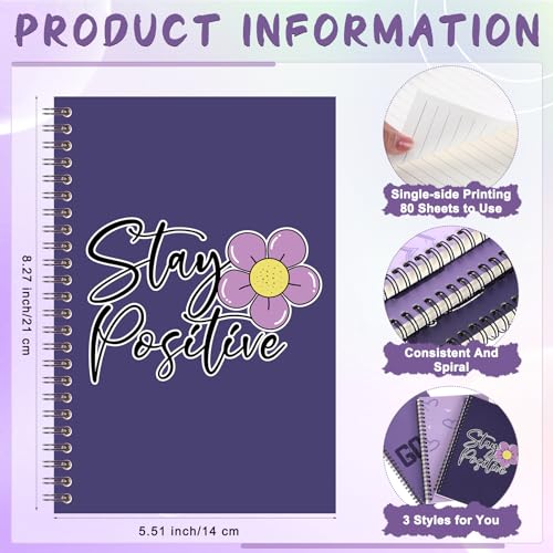 Carnet de motivation à spirale violet et accessoires pour rester positif