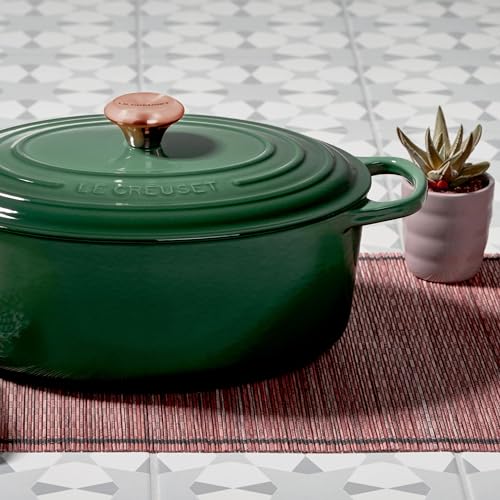 Image of Le Creuset Signature 8-quart Oval Dutch Oven with Copper Knob - Enameled Cast Iron (Artichaut)