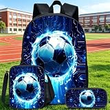 O conjunto de mochila com capa de futebol de grande capacidade de 43 cm com estilo moderno e personalizado 3 em 1 é requintadamente projetado e amplamente aplicável, tornando-a uma escolha ideal (azul