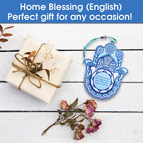 Clipgrip Evil Eye Decor | Hamsa Hand Of Fatima Ojo Turco Nazar Amulet Hanging Priestly Blessing Protection For Home & Gift (Large Size - English Blessing) #TOP4
