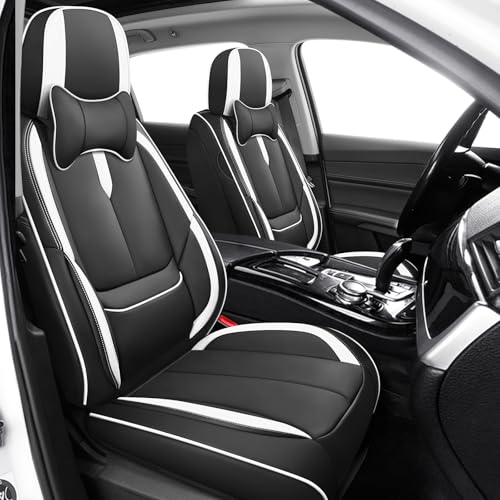 Image of Seat Covers for Chevy Silverado 1500 2007-2026 (Black&White, Luxury 2 Set)