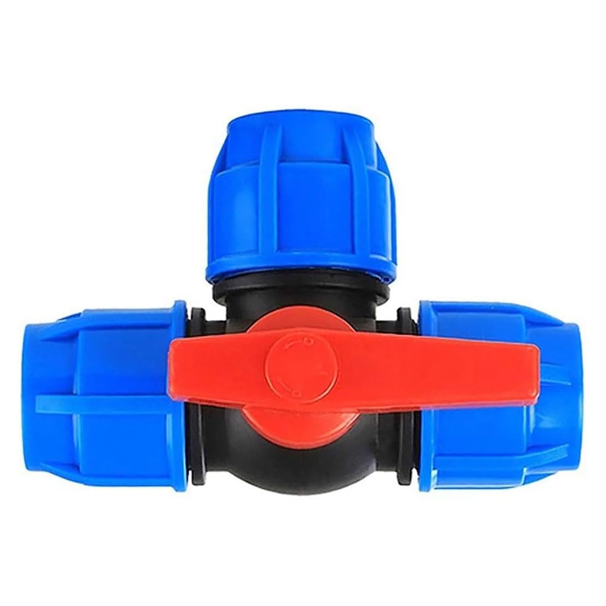 Three-Way Reusableplastic Ball Valve - T-Type PE Quick Connect Pipe Connector (20mm/25mm/32mm/40mm/50mm/63mm),1pcs(Blue,25mm)