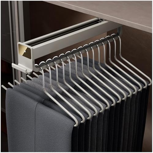 DVTFRUI Khaki Gray,50cm, Barra Extraíble para Armario, Colgadores De Pantalones Telescópicos De Alta Resistencia, Organizador De Armario Ajustable De Doble Riel para Pantalones Y Abrigos
