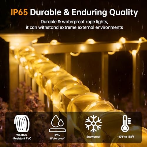 Solar Rope Lights for Outside, 2 Pack 400LED Warm White Solar String Lights by BANBANJO - Used condition - Image 4