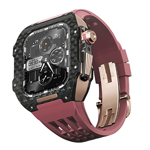 Kit de mise à niveau iWatch 44 45 mm avec étui carbone et bracelet fluororubber